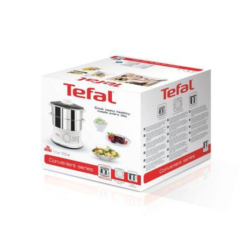 Electronice si Electrocasnice - Electrocasnice bucatarie - Aparate de gatit & desert - Aparate de gatit cu aburi - Aparat de gatit cu aburi Tefal Convenient Series VC145130, 2 vase, cronometru mecanic, 2 accesorii, 6 L, inox, alb - Infinity.ro
