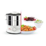 Electronice si Electrocasnice - Electrocasnice bucatarie - Aparate de gatit & desert - Aparate de gatit cu aburi - Aparat de gatit cu aburi Tefal Convenient Series VC145130, 2 vase, cronometru mecanic, 2 accesorii, 6 L, inox, alb - Infinity.ro