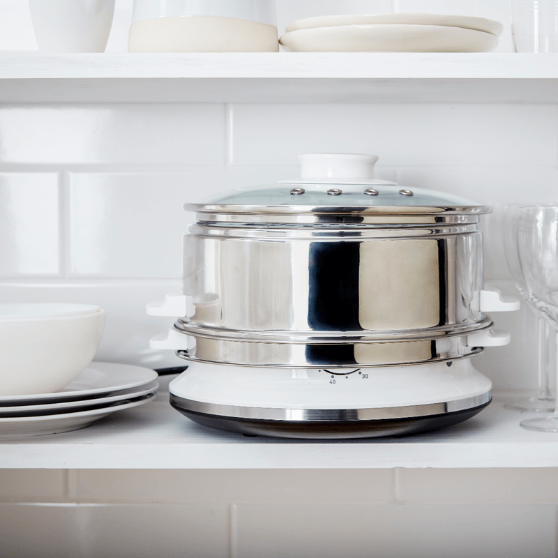 Electronice si Electrocasnice - Electrocasnice bucatarie - Aparate de gatit & desert - Aparate de gatit cu aburi - Aparat de gatit cu aburi Tefal Convenient Series VC145130, 2 vase, cronometru mecanic, 2 accesorii, 6 L, inox, alb - Infinity.ro