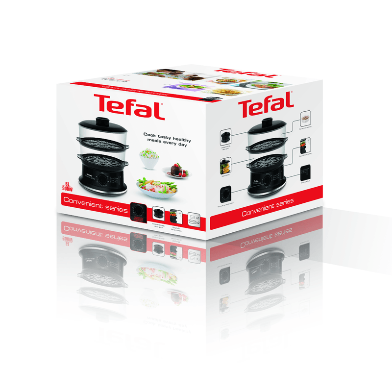 Electronice si Electrocasnice - Electrocasnice bucatarie - Aparate de gatit & desert - Aparate de gatit cu aburi - Aparat de gatit cu aburi Tefal Convenient Series VC140131, 2 vase, cronometru mecanic, 2 accesorii, 6 L, plastic, negru - Infinity.ro