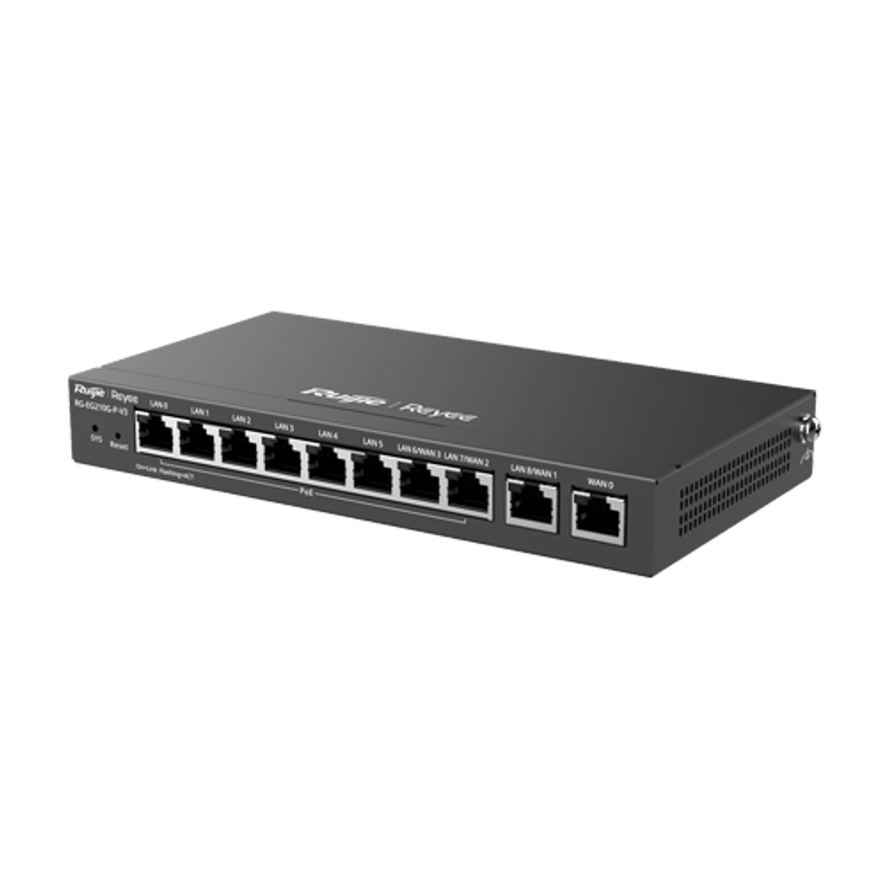 PC, gaming si accesorii - Retelistica - Routere - Router 8 x RJ45 1G PoE, 2 x RJ45 1G, Buget PoE 110W, Multi-WAN, Cloud Management - Ruijie RG-EG210G-P-V3 - Infinity.ro
