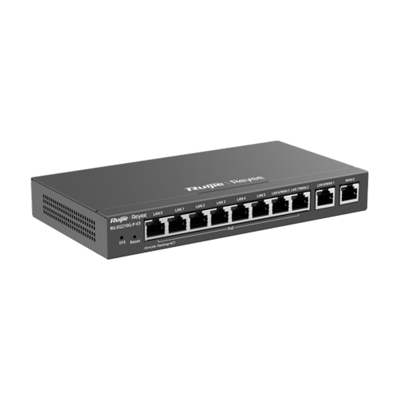 PC, gaming si accesorii - Retelistica - Routere - Router 8 x RJ45 1G PoE, 2 x RJ45 1G, Buget PoE 110W, Multi-WAN, Cloud Management - Ruijie RG-EG210G-P-V3 - Infinity.ro