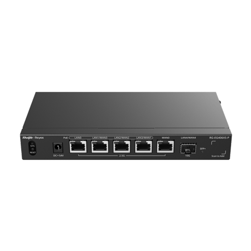 PC, gaming si accesorii - Retelistica - Routere - Router 5 x RJ45 2.5G (4 x PoE+), 1 x SFP+ 10G, Multi-WAN, Cloud Management - Ruijie Reyee RG-EG406XS-P - Infinity.ro