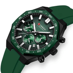 Fashion, accesorii si bijuterii - Barbati - Bijuterii barbati - Ceasuri barbati - Ceas barbatesc Curren 8489 verde inchis cu cronograf, curea din silicon si afisare data - Infinity.ro