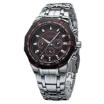 Fashion, accesorii si bijuterii - Barbati - Bijuterii barbati - Ceasuri barbati - Ceas barbatesc Curren 8084 bordo inchis cu cronograf, bratara argintie si cadran elegant - Infinity.ro