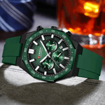 Fashion, accesorii si bijuterii - Barbati - Bijuterii barbati - Ceasuri barbati - Ceas barbatesc Curren 8489 verde inchis cu cronograf, curea din silicon si afisare data - Infinity.ro