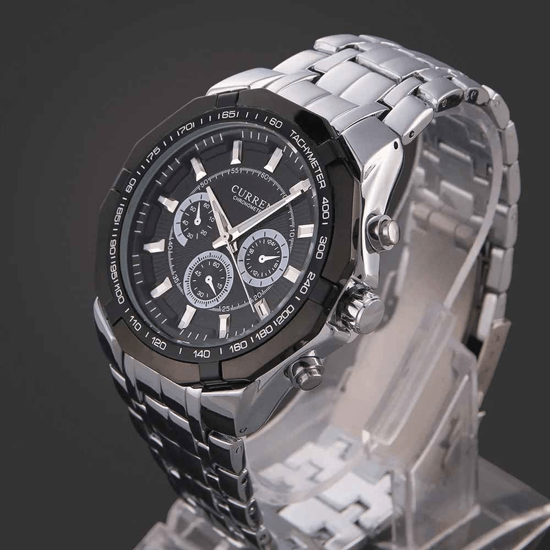Fashion, accesorii si bijuterii - Barbati - Bijuterii barbati - Ceasuri barbati - Ceas barbatesc Curren 8084 negru argintiu cu cronograf, cadran antracit si bratara metalica - Infinity.ro