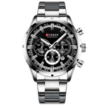 Fashion, accesorii si bijuterii - Barbati - Bijuterii barbati - Ceasuri barbati - Ceas barbatesc Curren 8355M argintiu cu cadran negru, cronograf si bratara din otel inoxidabil - Infinity.ro