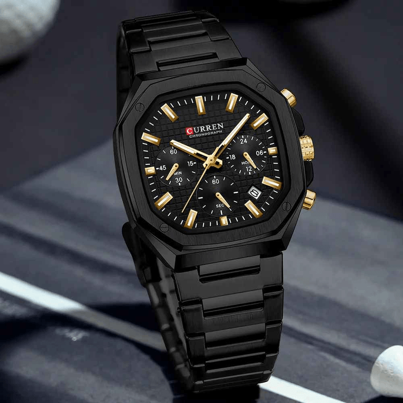 Fashion, accesorii si bijuterii - Barbati - Bijuterii barbati - Ceasuri barbati - Ceas Barbati Curren 8459 Negru Mat cu Bratara Metalica, Cronograf Quartz si Afisare Data. - Infinity.ro