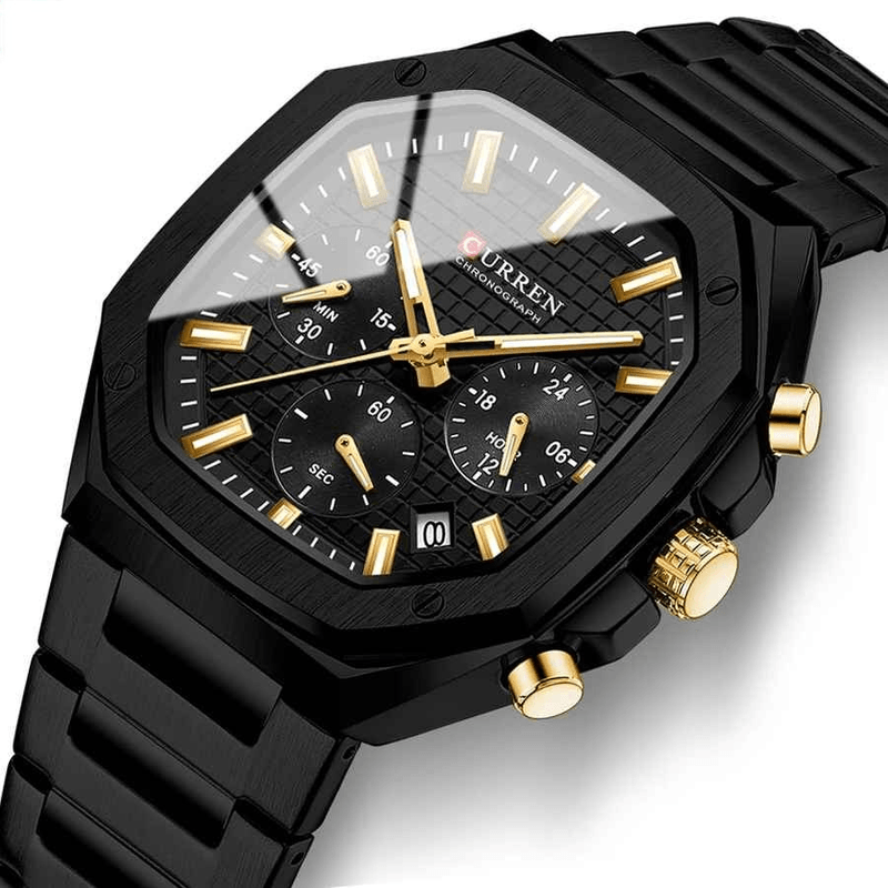 Fashion, accesorii si bijuterii - Barbati - Bijuterii barbati - Ceasuri barbati - Ceas Barbati Curren 8459 Negru Mat cu Bratara Metalica, Cronograf Quartz si Afisare Data. - Infinity.ro