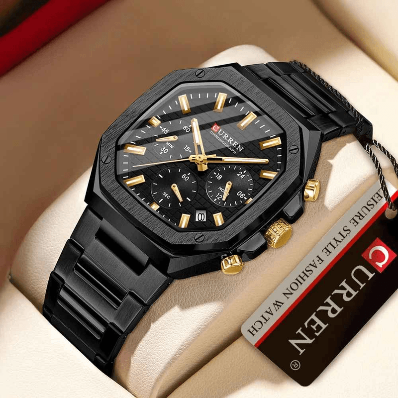 Fashion, accesorii si bijuterii - Barbati - Bijuterii barbati - Ceasuri barbati - Ceas Barbati Curren 8459 Negru Mat cu Bratara Metalica, Cronograf Quartz si Afisare Data. - Infinity.ro
