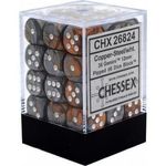 Jucarii, Copii si Bebe - Jucarii si jocuri - Jocuri si puzzle - Jocuri de societate - Chessex Gemini 12mm d6 Dice Blocks with pips Dice Blocks (36 Dice) - Copper-Steel w/white - Infinity.ro