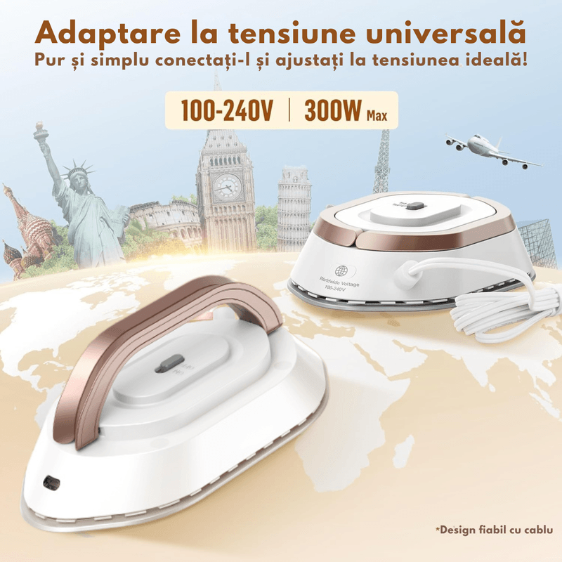 Electronice si Electrocasnice - Ingrijirea tesaturilor - Fiare de calcat - Fier de calcat mini Portabil, Ideal pentru calatorii, Dasbo®, Compact si Usor, cu tensiune universala 100-240V - Infinity.ro