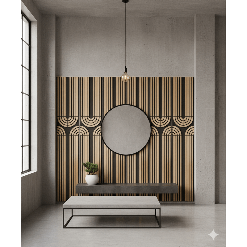 Casa si Gradina - Decoratiuni - Decoratiuni perete - Panou riflat acustic Art Deco, stejar, UnicSpot, 240x60x2.1 cm - Infinity.ro