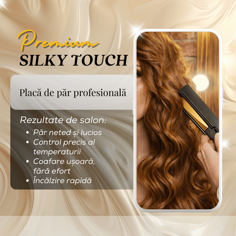 Ingrijire personala si Cosmetice - Aparate & accesorii ingrijire personala - Hair styling - Placi de indreptat parul - Placa de indreptat parul profesionala BIRAI SILKY TOUCH GOLD, Placi late de Nano-Titan - Infinity.ro