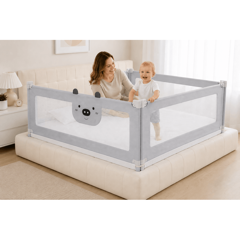Casa si Gradina - Mobilier - Mobilier copii - Sisteme de siguranta - Set 3 Bariere Siguranta Pat Gri 2x200cm + 1x140cm, Inaltime Reglabila 68-98cm - Infinity.ro