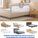 Casa si Gradina - Mobilier - Mobilier copii - Sisteme de siguranta - Set 3 Bariere Siguranta Pat Gri 2x200cm + 1x140cm, Inaltime Reglabila 68-98cm - Infinity.ro