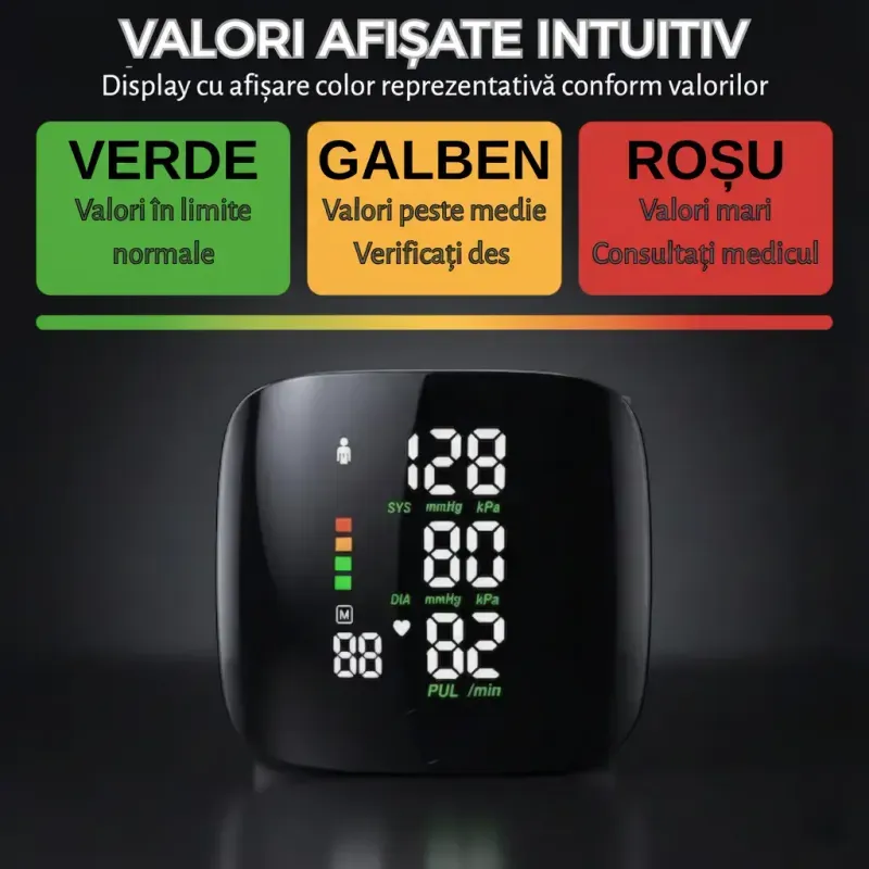 Ingrijire personala si Cosmetice - Sanatate si wellness - Aparate medicale - Tensiometre - Tensiometru de incheietura, Afisaj LED cu caractere mari, vizibile, Auto-masurare, Detectare puls neregulat - Infinity.ro