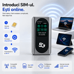 PC, gaming si accesorii - Retelistica - Wireless - Routere Wireless - Router Portabil 5G ambrasmart Dual-Band Wi-Fi 600 Mbps, SIM, VPN, Baterie 4400 mAh, Gri - Infinity.ro
