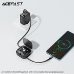 Laptop, Telefoane si Tablete - Telefoane mobile si accesorii - Accesorii Telefoane - Cabluri si adaptoare telefoane - Acefast - Data Cable (J3) - Travel Set with Retractable Cable 2x USB-C, USB, Lightning, Micro-USB, TF, 60W, 3A, 0.95m - Black - Infinity.ro