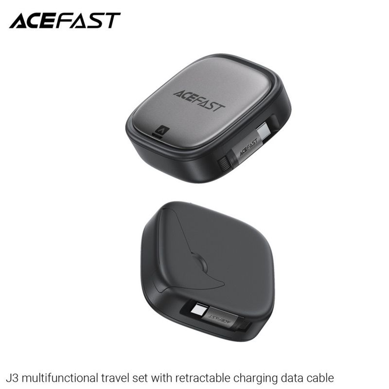 Laptop, Telefoane si Tablete - Telefoane mobile si accesorii - Accesorii Telefoane - Cabluri si adaptoare telefoane - Acefast - Data Cable (J3) - Travel Set with Retractable Cable 2x USB-C, USB, Lightning, Micro-USB, TF, 60W, 3A, 0.95m - Black - Infinity.ro