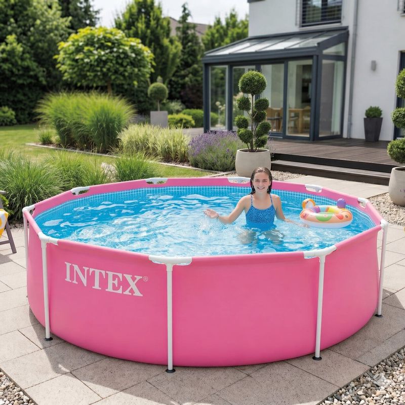 Casa si Gradina - Gradina si terasa - Piscine si accesorii - Piscine - Piscina cadru metalic INTEX 28290ND, rotunda, 244x76 cm, roz HOM432113 - Infinity.ro