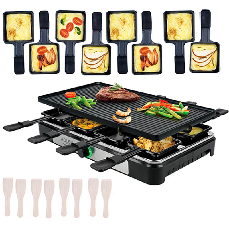Electronice si Electrocasnice - Electrocasnice bucatarie - Aparate de gatit & desert - Gratare electrice - Gratar Raclette Adler AD 6616, 1400 W, 8 persoane - Infinity.ro