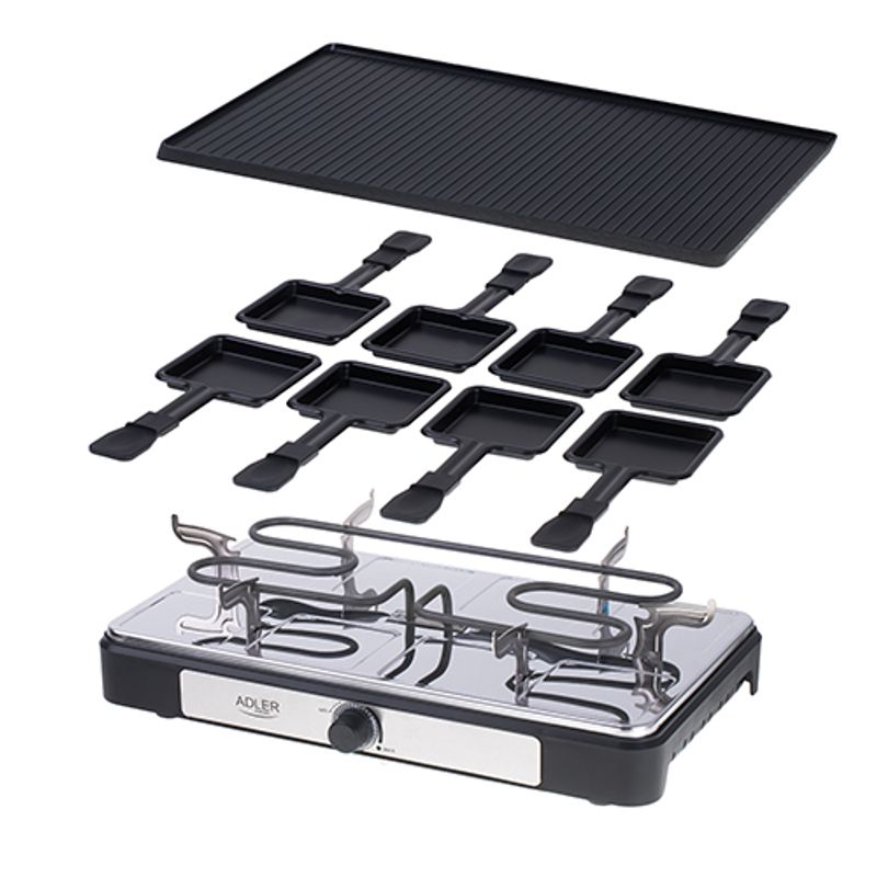 Electronice si Electrocasnice - Electrocasnice bucatarie - Aparate de gatit & desert - Gratare electrice - Gratar Raclette Adler AD 6616, 1400 W, 8 persoane - Infinity.ro