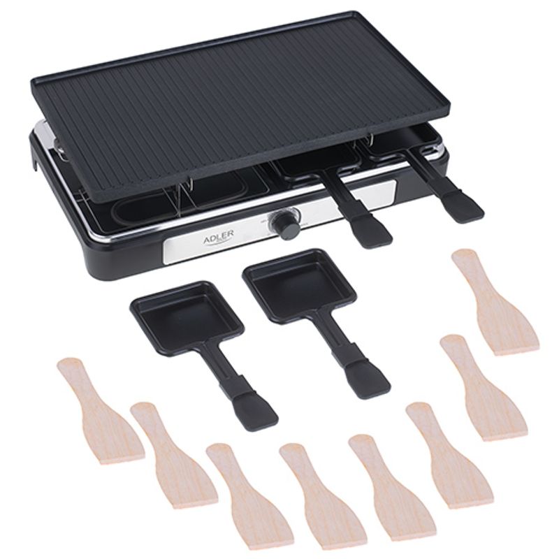 Electronice si Electrocasnice - Electrocasnice bucatarie - Aparate de gatit & desert - Gratare electrice - Gratar Raclette Adler AD 6616, 1400 W, 8 persoane - Infinity.ro