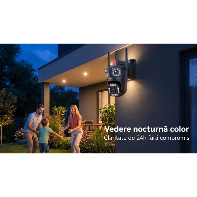 Casa si Gradina - Electrice - Smart Home - Camere de supraveghere - Camera de Supraveghere 4G LTE cu Cartela SIM, 9MP Ultra HD, 3 Lentile - Infinity.ro