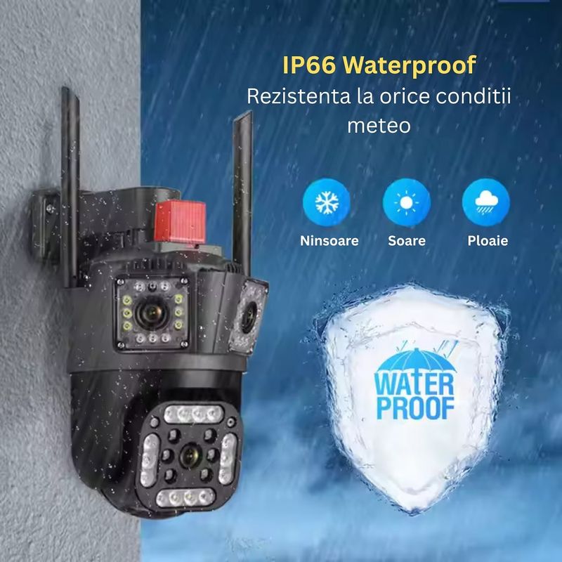 Casa si Gradina - Electrice - Smart Home - Camere de supraveghere - Camera de Supraveghere 4G LTE cu Cartela SIM, 9MP Ultra HD, 3 Lentile - Infinity.ro