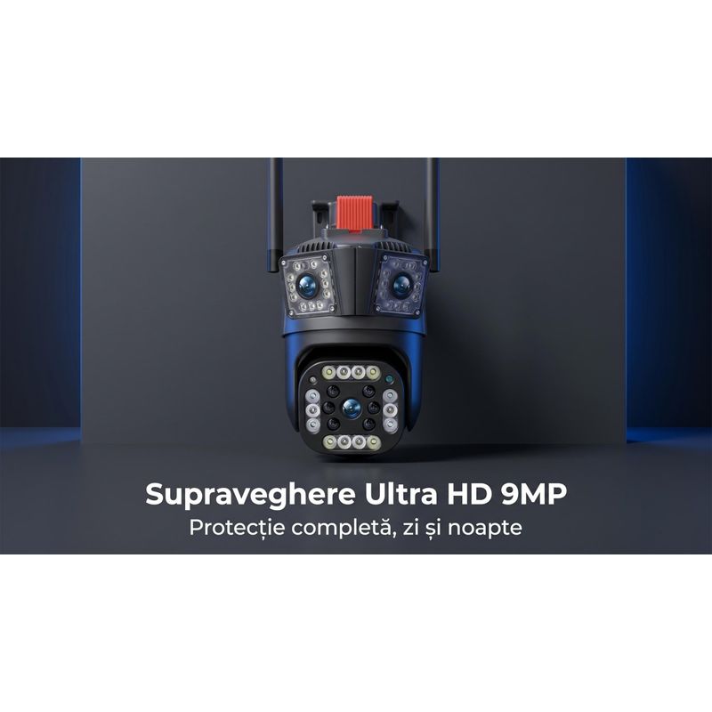 Casa si Gradina - Electrice - Smart Home - Camere de supraveghere - Camera de Supraveghere 4G LTE cu Cartela SIM, 9MP Ultra HD, 3 Lentile - Infinity.ro