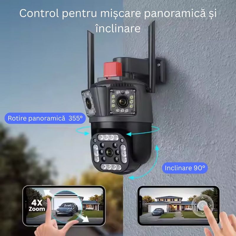 Casa si Gradina - Electrice - Smart Home - Camere de supraveghere - Camera de Supraveghere 4G LTE cu Cartela SIM, 9MP Ultra HD, 3 Lentile - Infinity.ro