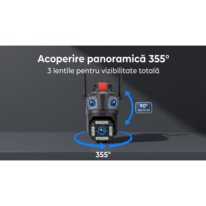 Casa si Gradina - Electrice - Smart Home - Camere de supraveghere - Camera de Supraveghere 4G LTE cu Cartela SIM, 9MP Ultra HD, 3 Lentile - Infinity.ro