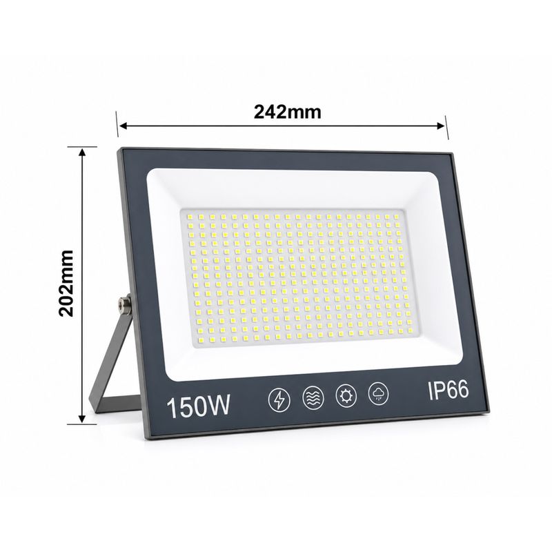 Casa si Gradina - Corpuri si surse de iluminat - Iluminat comercial si industrial - Proiectoare si lampi de lucru - Proiector cu LED-uri de 150W, 15000LM, pentru exterior sau interior, IP66, din sticla mata anti-orbire - Infinity.ro