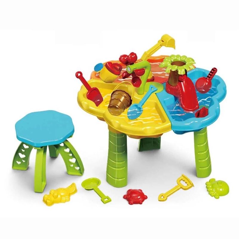 Jucarii, Copii si Bebe - Jucarii si jocuri - Jucarii de exterior - Jucarii pentru plaja si nisip - Masuta de nisip si apa cu scaun si accesorii Green Palm - Infinity.ro