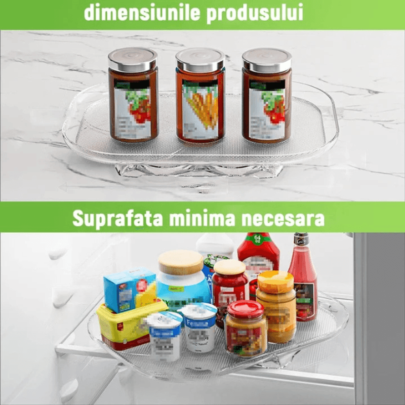 Casa si Gradina - Mobilier - Organizare si depozitare - Organizatoare pentru sertare si dulapuri - Organizator rotativ frigider 40x30 cm  Platou 360° antialunecare, economisire spatiu - Infinity.ro