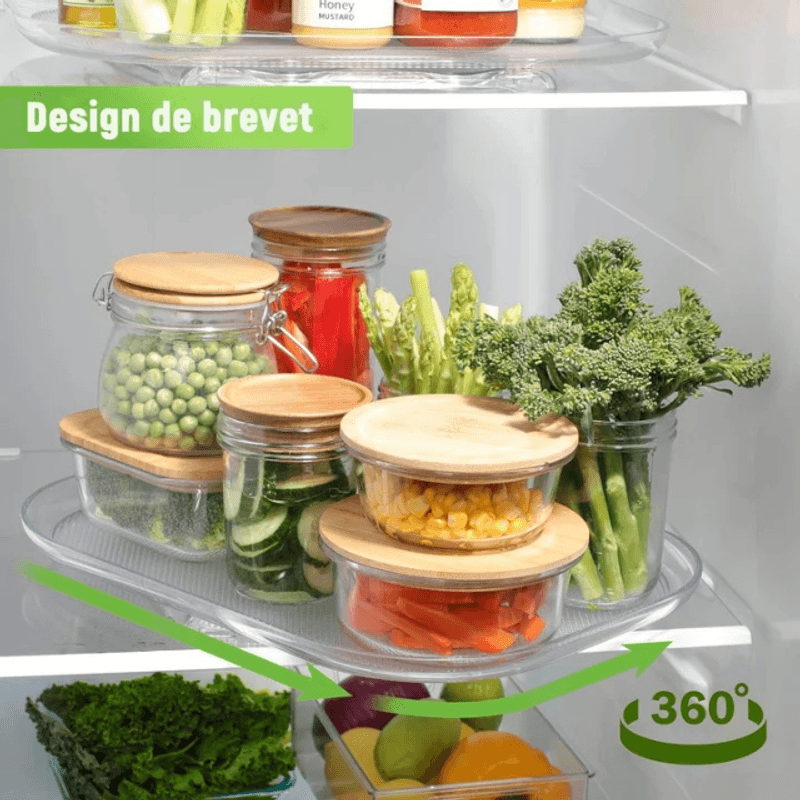 Casa si Gradina - Mobilier - Organizare si depozitare - Organizatoare pentru sertare si dulapuri - Organizator rotativ frigider 40x30 cm  Platou 360° antialunecare, economisire spatiu - Infinity.ro