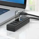 PC, gaming si accesorii - Retelistica - Hub-uri - Hub USB 3.0 Type-C 4 in 1 Adaptor Convertor Hoco HB25 Easy Mix High Speed OTG 1Tb - Negru - Infinity.ro