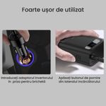 Auto si Moto - Reparatii si depanare - Invertoare auto - Invertor auto/Incarcator pentru masina, GlowforHome, 1 Port USB A, 1 Port Type-C, USB, 220V, AC, 12V, Negru - Infinity.ro