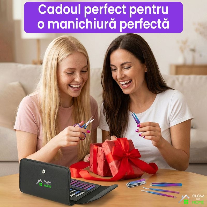 Ingrijire personala si Cosmetice - Manichiura si pedichiura - Truse manichiura si pedichiura - Trusa profesionala manichiura si pedichiura, cu pila, foarfeca, unghiera, cleste cuticule, 16 piese, Multicolor - Infinity.ro