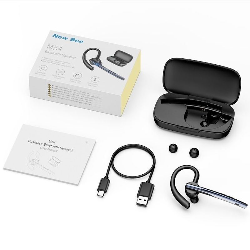 TV, Audio-Video si Foto - Portabile audio - Casti audio - Casca Bluetooth New Bee M54, Autonomie 60 ore, Anulare zgomot, Multipoint, Albastru - Infinity.ro