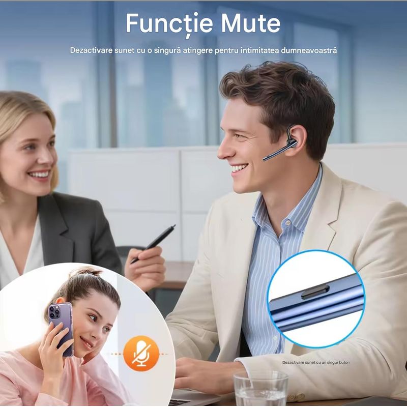 TV, Audio-Video si Foto - Portabile audio - Casti audio - Casca Bluetooth New Bee M54, Autonomie 60 ore, Anulare zgomot, Multipoint, Albastru - Infinity.ro