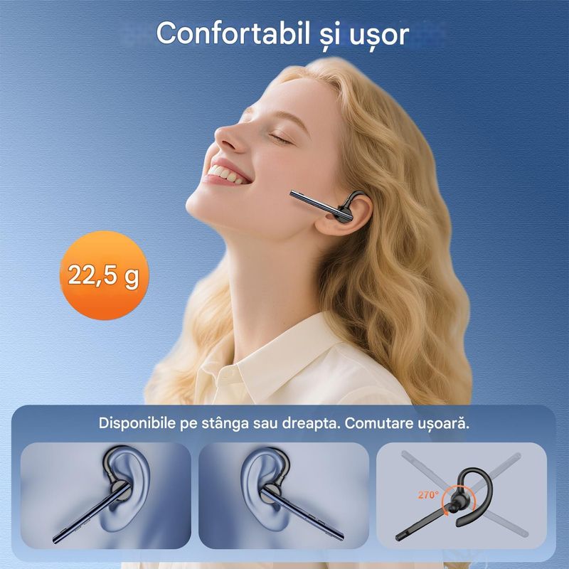 TV, Audio-Video si Foto - Portabile audio - Casti audio - Casca Bluetooth New Bee M54, Autonomie 60 ore, Anulare zgomot, Multipoint, Albastru - Infinity.ro