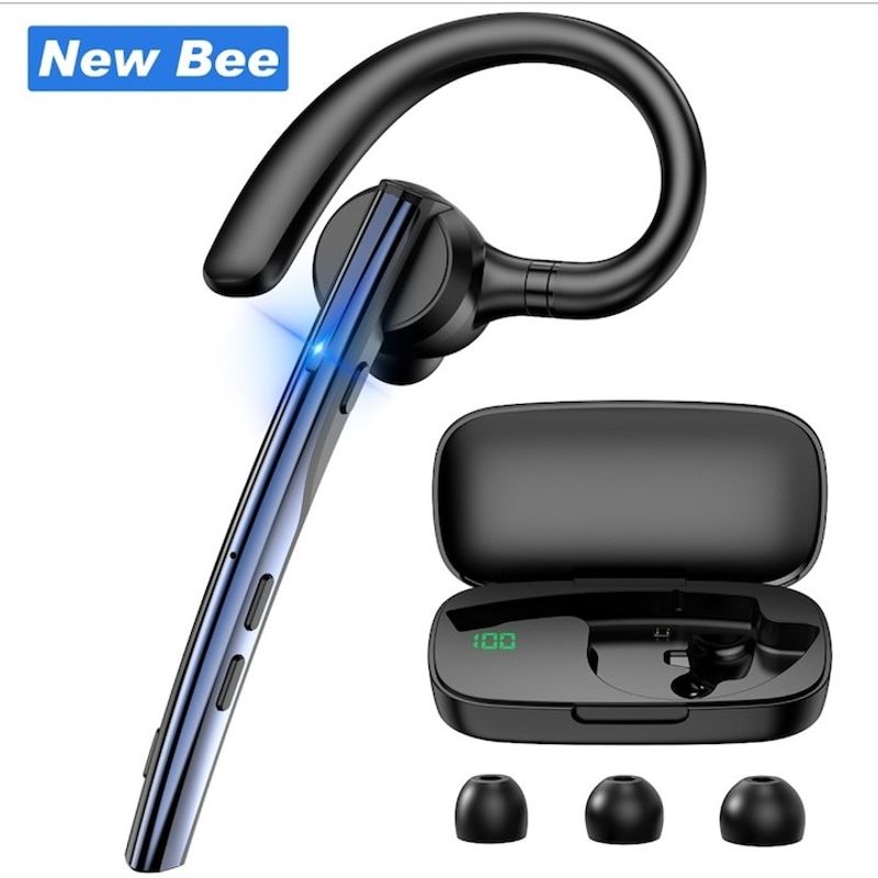 TV, Audio-Video si Foto - Portabile audio - Casti audio - Casca Bluetooth New Bee M54, Autonomie 60 ore, Anulare zgomot, Multipoint, Albastru - Infinity.ro