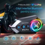TV, Audio-Video si Foto - Portabile audio - Casti audio - Casca Bluetooth Moto CerCip Y12 Pro, Intercom pentru 2 persoane, Autonomie 20 ore, Rezistenta la apa, Anulare zgomot - Infinity.ro