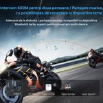 TV, Audio-Video si Foto - Portabile audio - Casti audio - Casca Bluetooth Moto CerCip Y12 Pro, Intercom pentru 2 persoane, Autonomie 20 ore, Rezistenta la apa, Anulare zgomot - Infinity.ro
