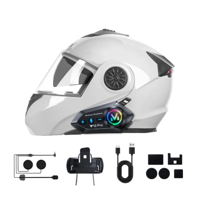 TV, Audio-Video si Foto - Portabile audio - Casti audio - Casca Bluetooth Moto CerCip Y12 Pro, Intercom pentru 2 persoane, Autonomie 20 ore, Rezistenta la apa, Anulare zgomot - Infinity.ro