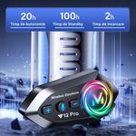 TV, Audio-Video si Foto - Portabile audio - Casti audio - Casca Bluetooth Moto CerCip Y12 Pro, Intercom pentru 2 persoane, Autonomie 20 ore, Rezistenta la apa, Anulare zgomot - Infinity.ro
