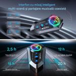 TV, Audio-Video si Foto - Portabile audio - Casti audio - Casca Bluetooth Moto CerCip Y12 Pro, Intercom pentru 2 persoane, Autonomie 20 ore, Rezistenta la apa, Anulare zgomot - Infinity.ro